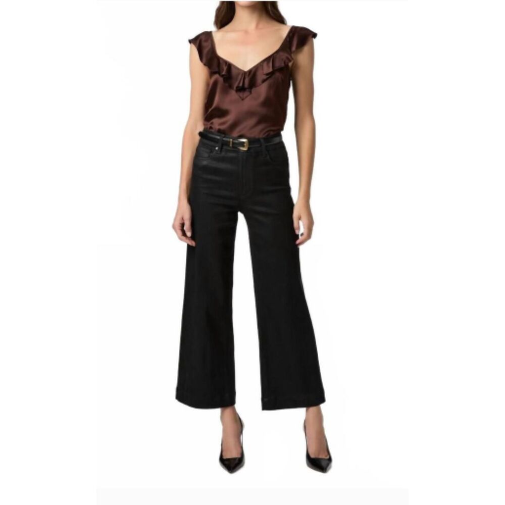PAIGE Anessa Wide Leg Jean Black Fog Luxe Coating 31 - Picture 9 of 9